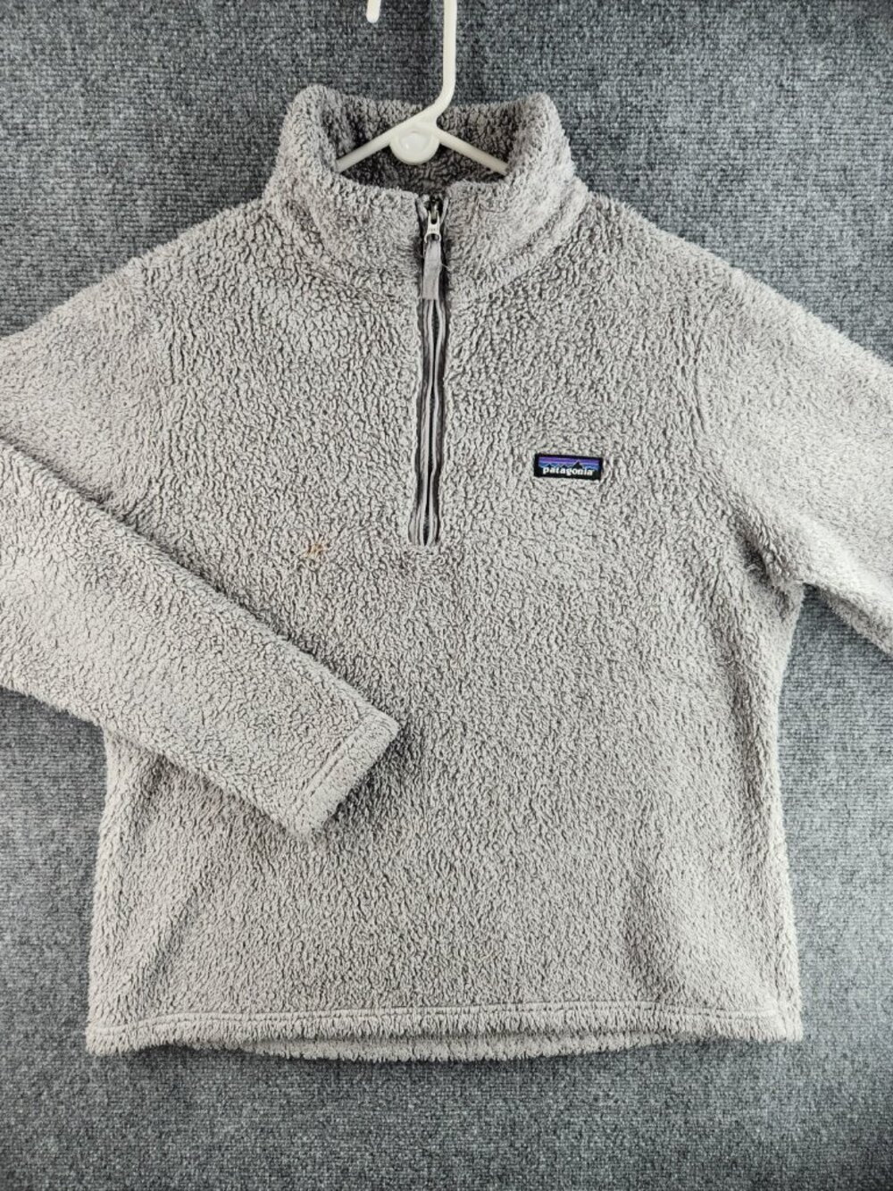 Patagonia Fleece Pullover Jacket Women Gray 1/2 Zip Chest Logo Long Sleeve Adult